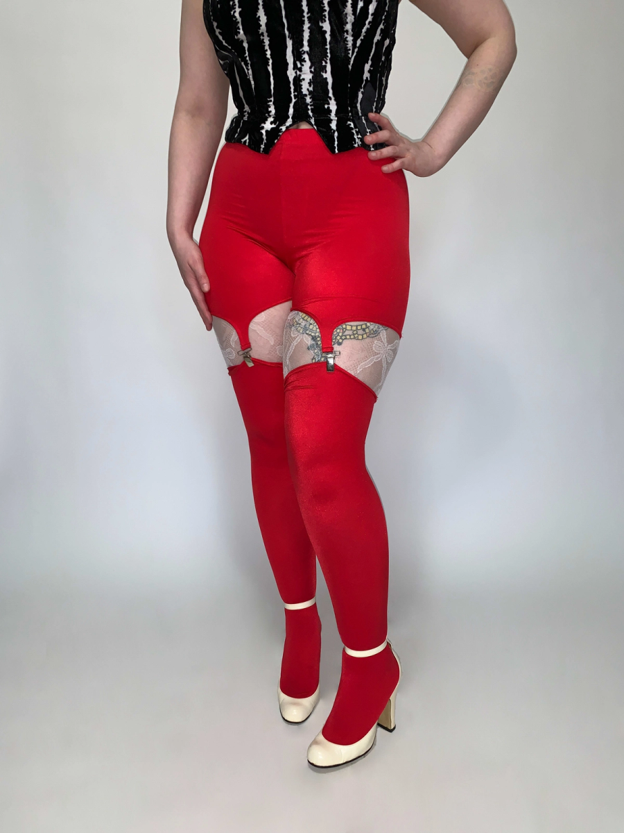 80s Deadstock Spandex Garter Leggings product image