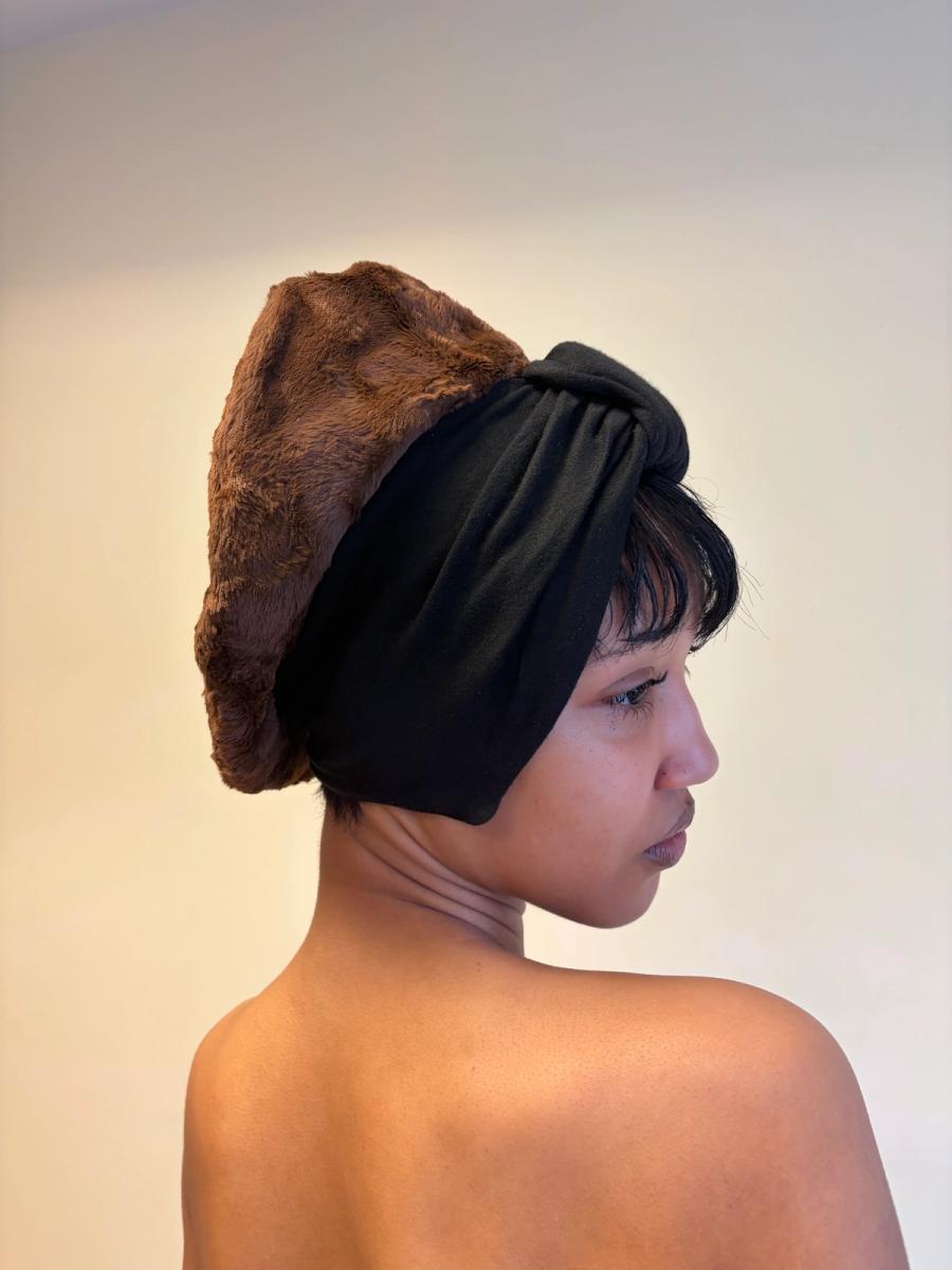 80s Norma Kamali Faux Fur Turban Hat product image