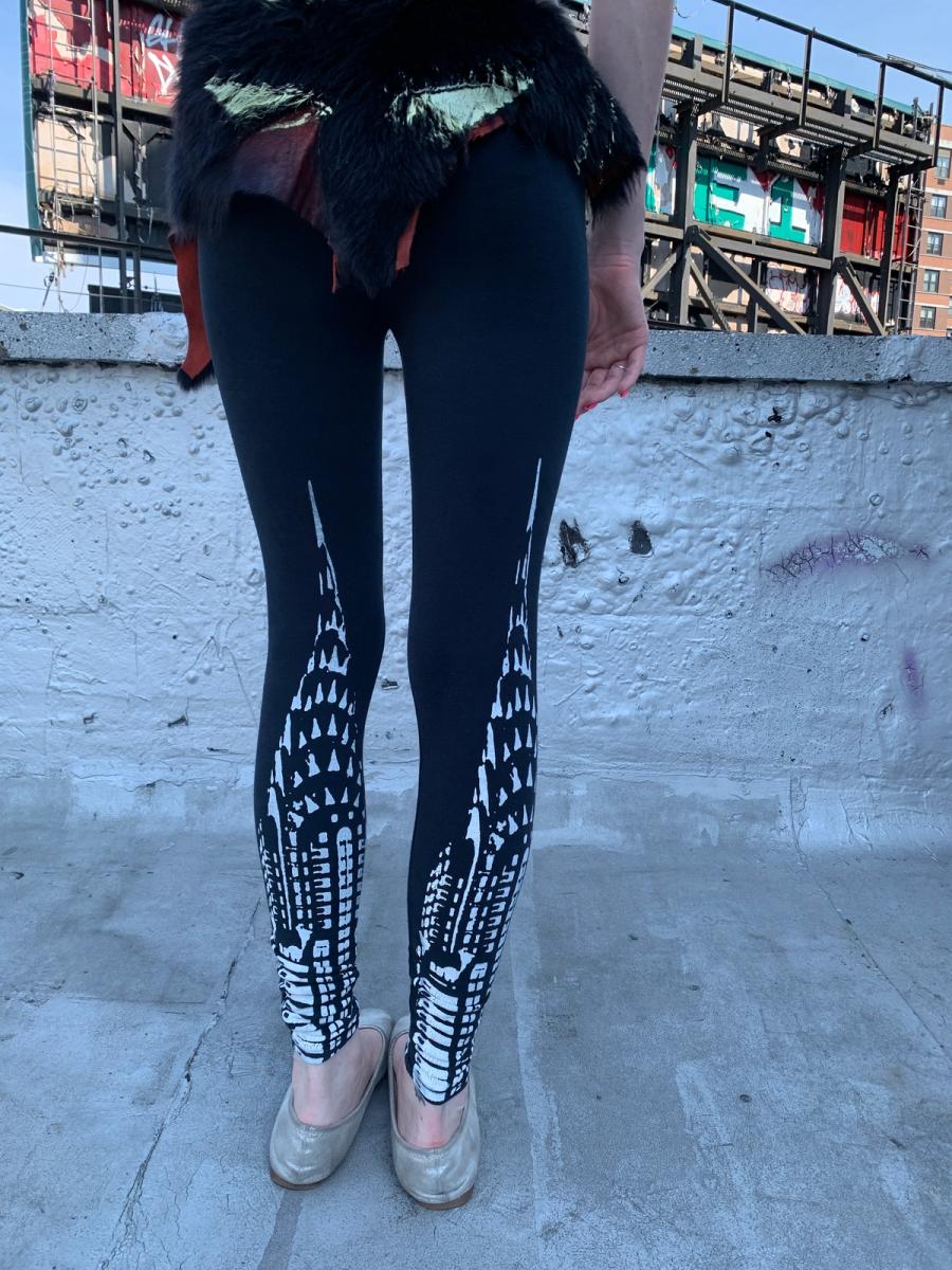 Rat & Chrysler Building Black Leggings with Fur product image