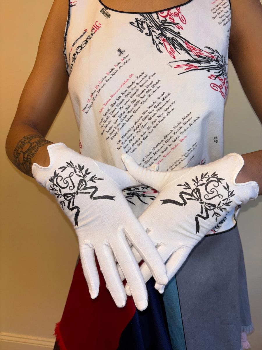 Vintage Chantal Thomass Ribbon Print Gloves product image