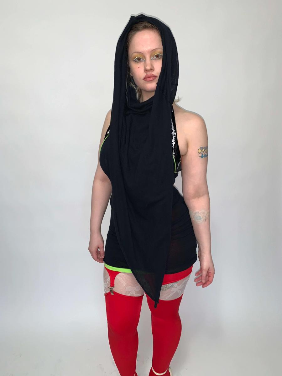 Vintage John Richmond Knit Hooded Minidress product image