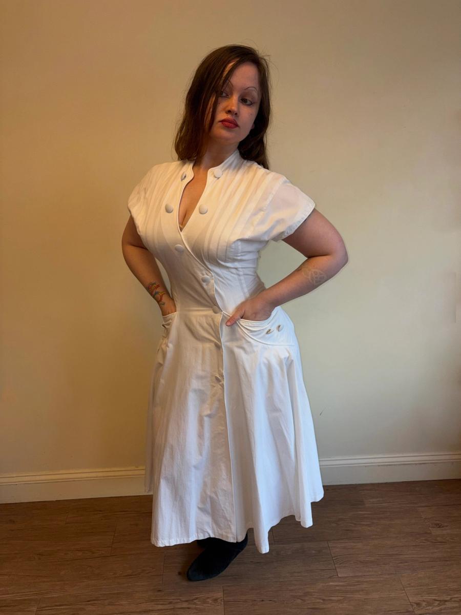 1980s Claude Petin Sweeping Fit & Flare Dress product image