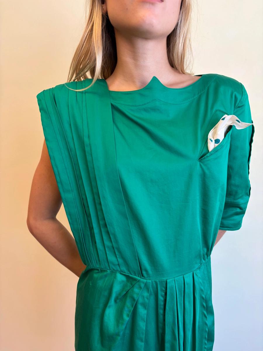 1980s Thierry Mugler Emerald Asymmetrical Dress  product image