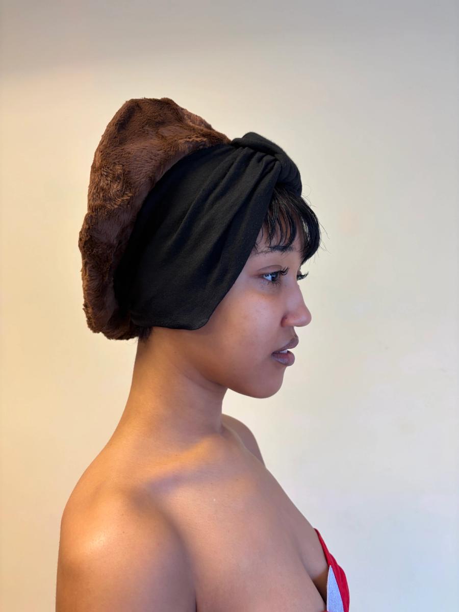 80s Norma Kamali Faux Fur Turban Hat product image