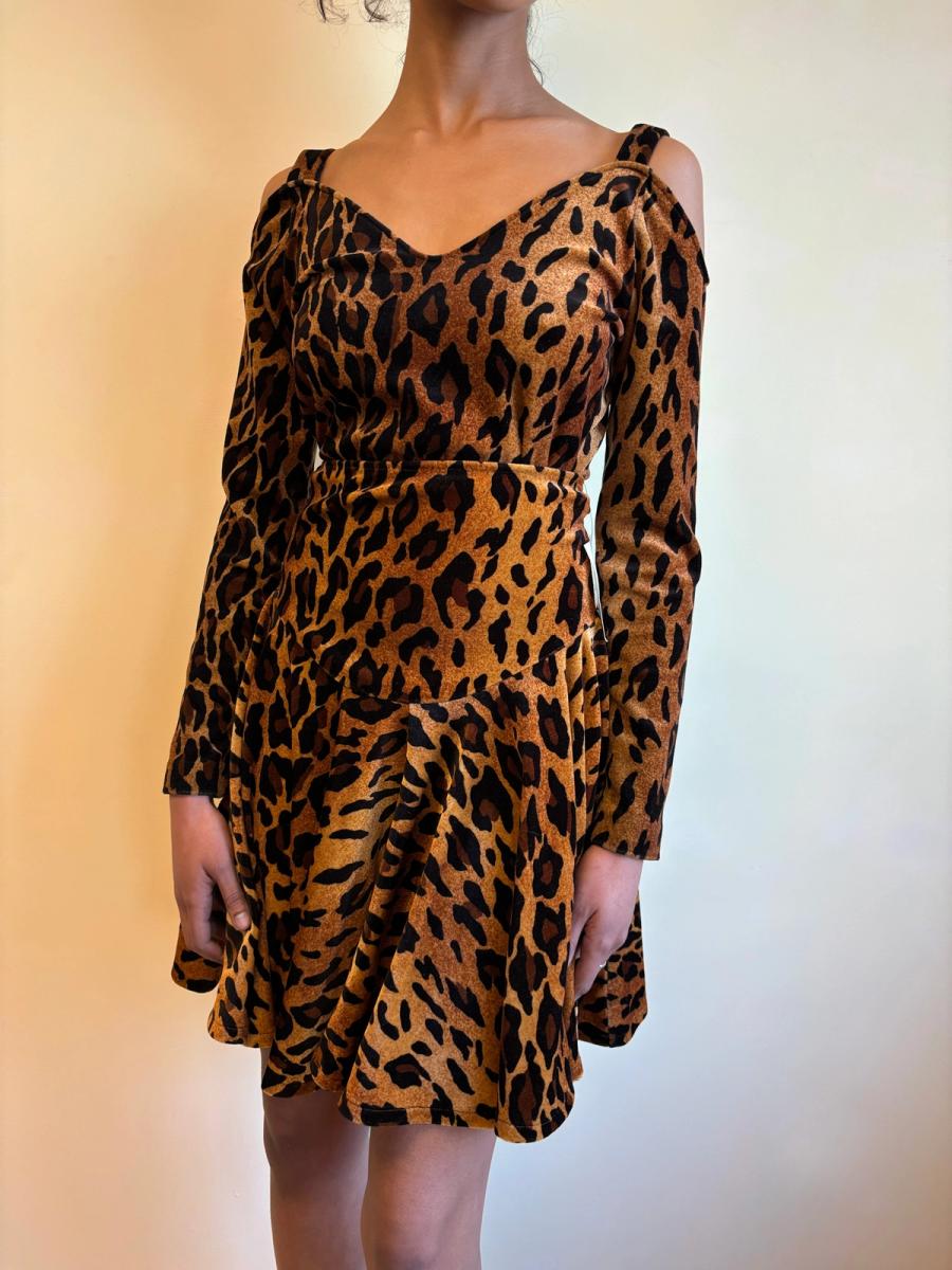 80s Norma Kamali Velvet Cheetah Print Set product image