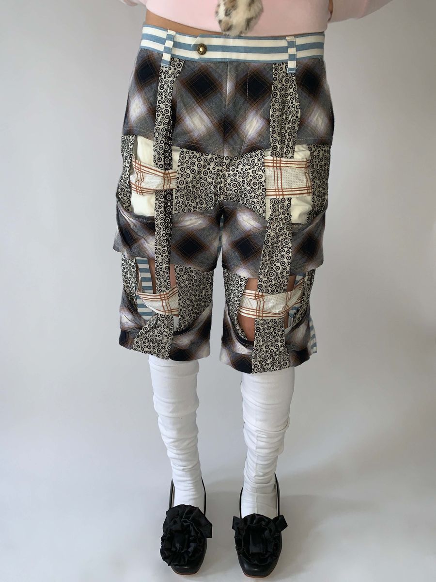 Nozomi Ishiguro Patchwork Cutout Shorts product image