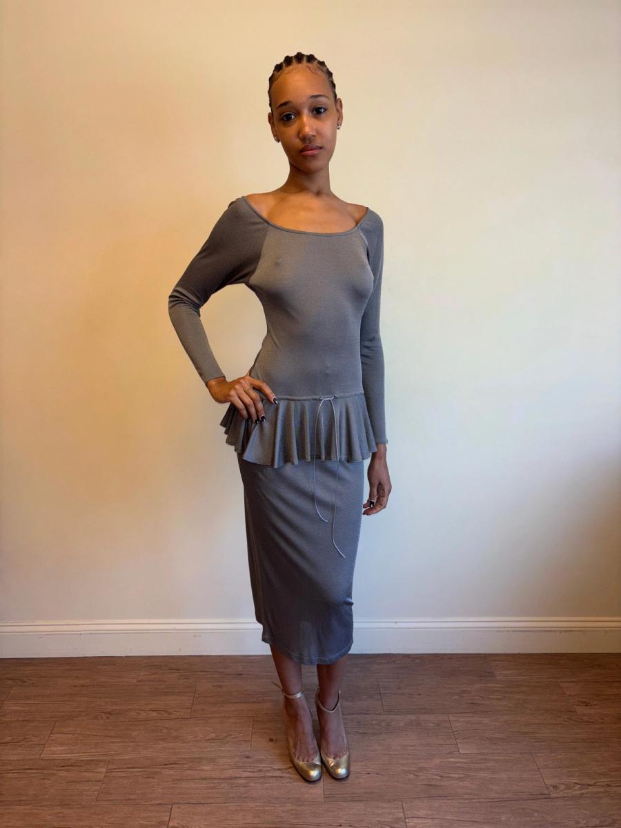 Vintage Chantal Thomass Pewter Drop Waist Ruffle Dress  product image