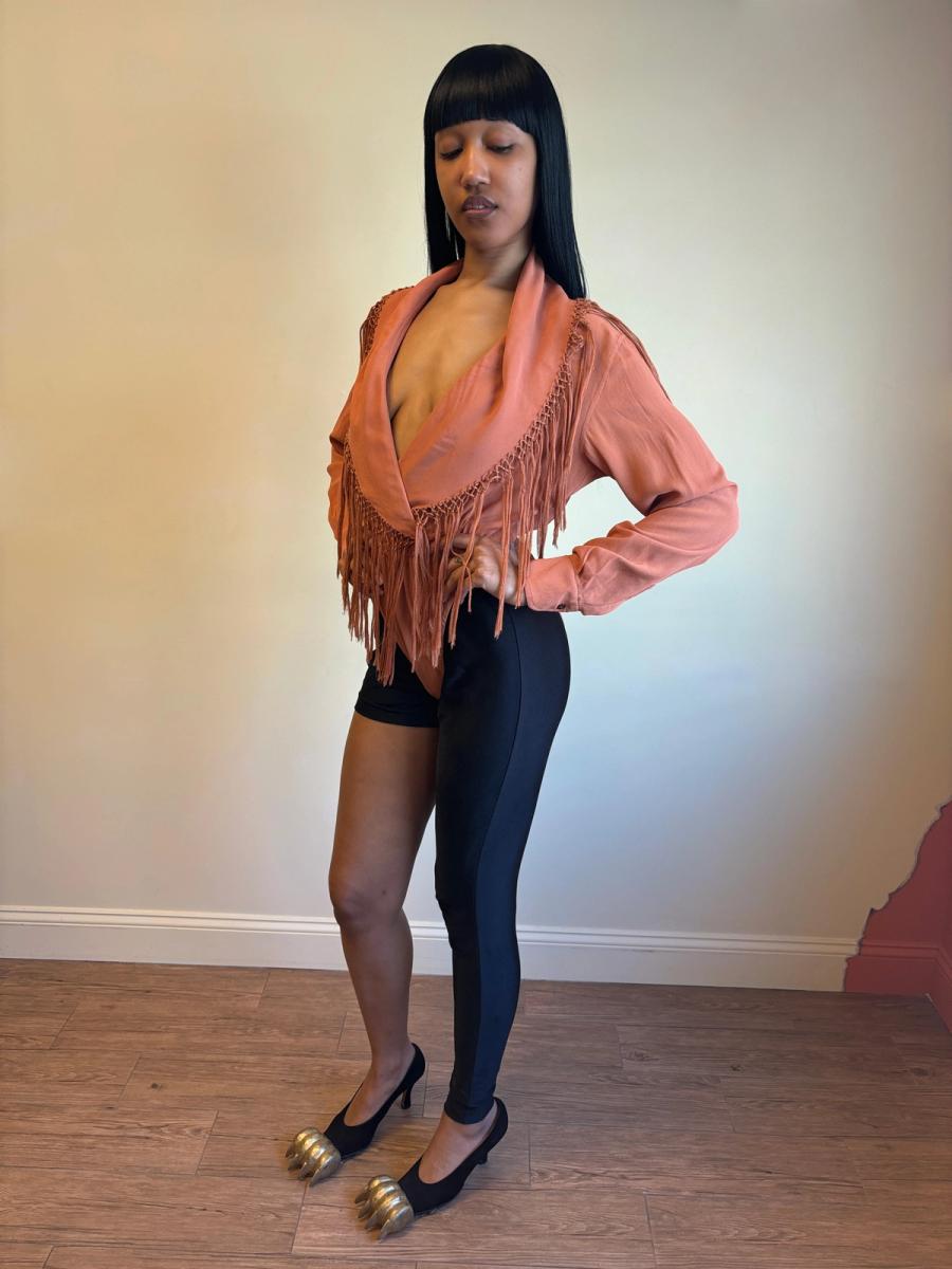 90s Jean-Paul Gaultier Burnt Orange Fringe Bodysuit product image