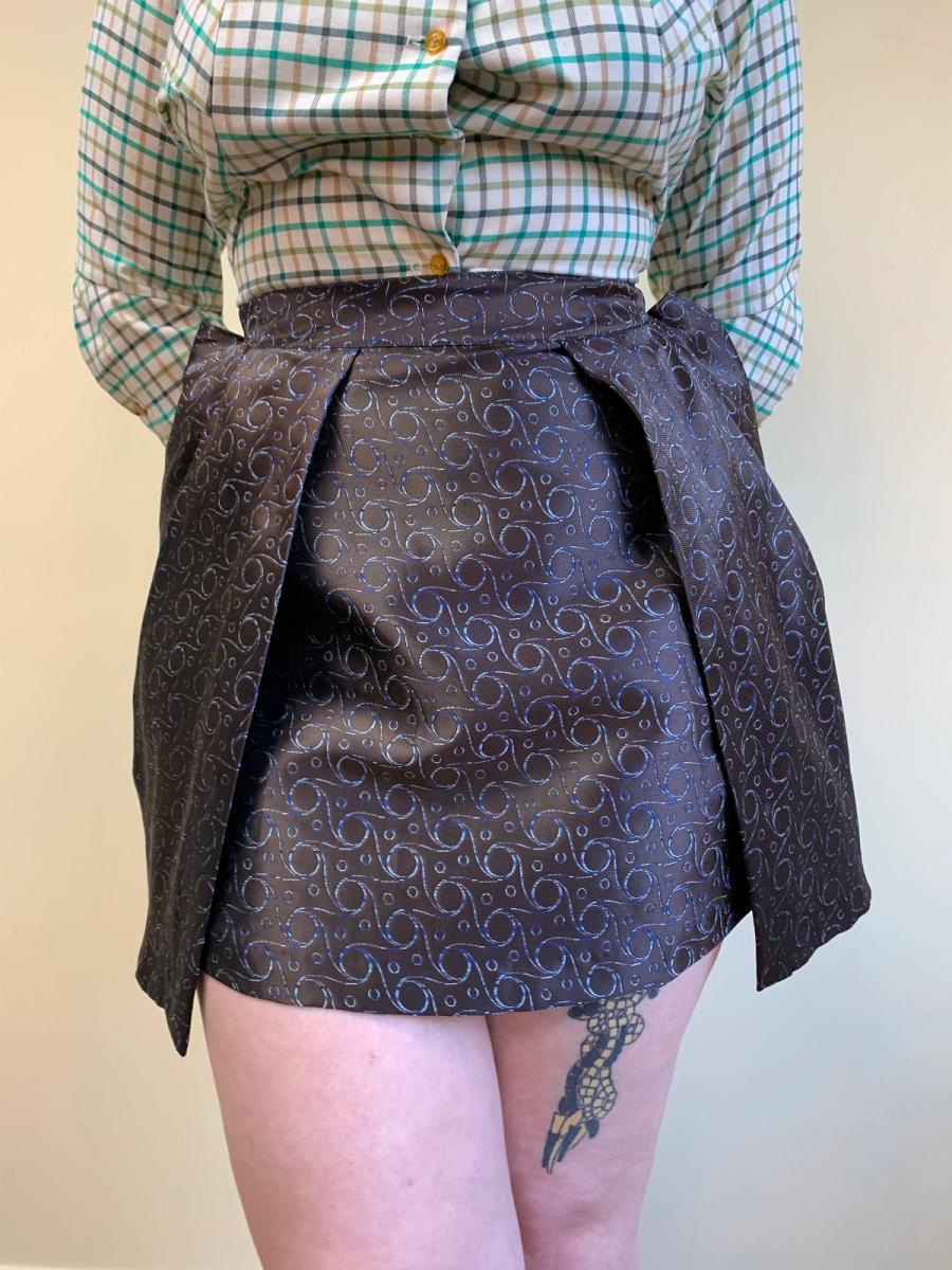 90s Jane Marple Tie-Silk Bustle Miniskirt product image