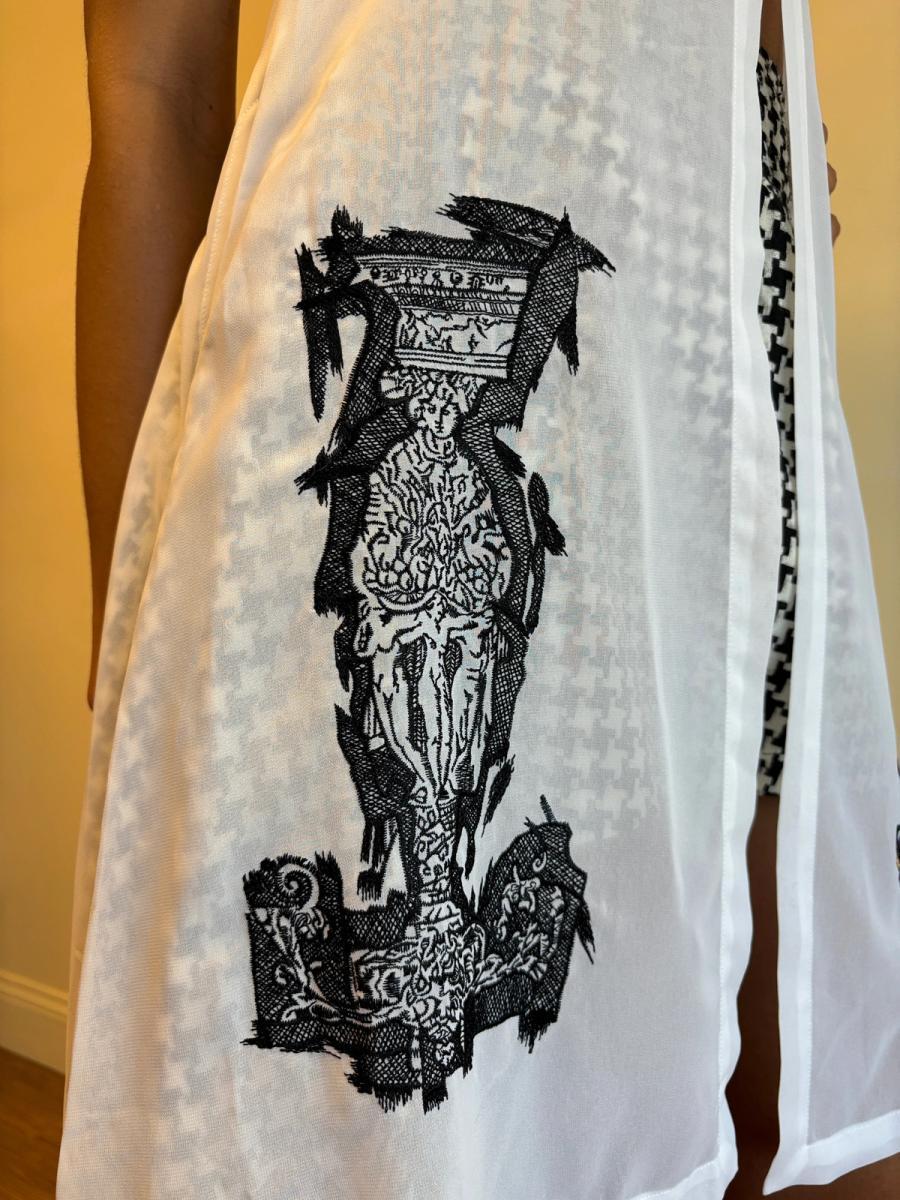 90s Kansai Yamamoto Greco-Roman Embroidered Paneled Dress product image