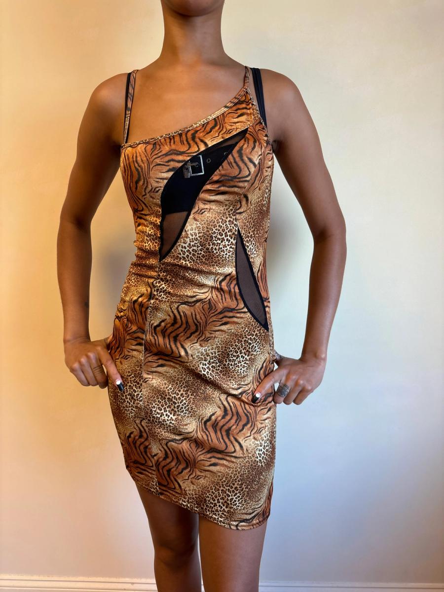 Early 2000s Fou de Filles Cheetah Print Cutout Dress product image