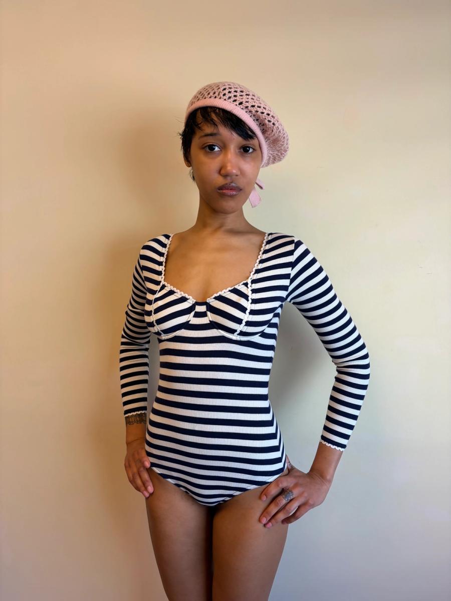 Vintage Chantal Thomass Striped Bustier Leotard product image