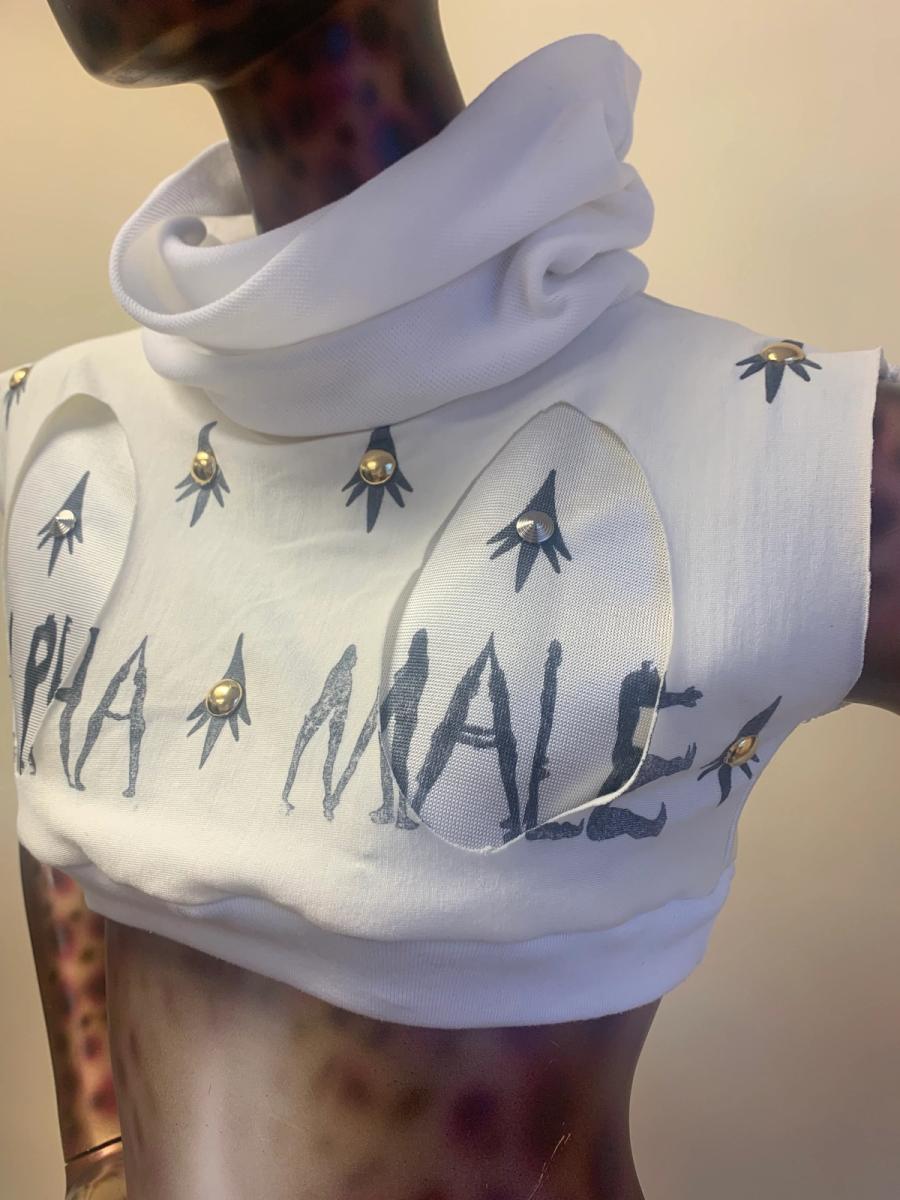 Alpha Male Silk Knit Studded Top With Cowl Neck product image