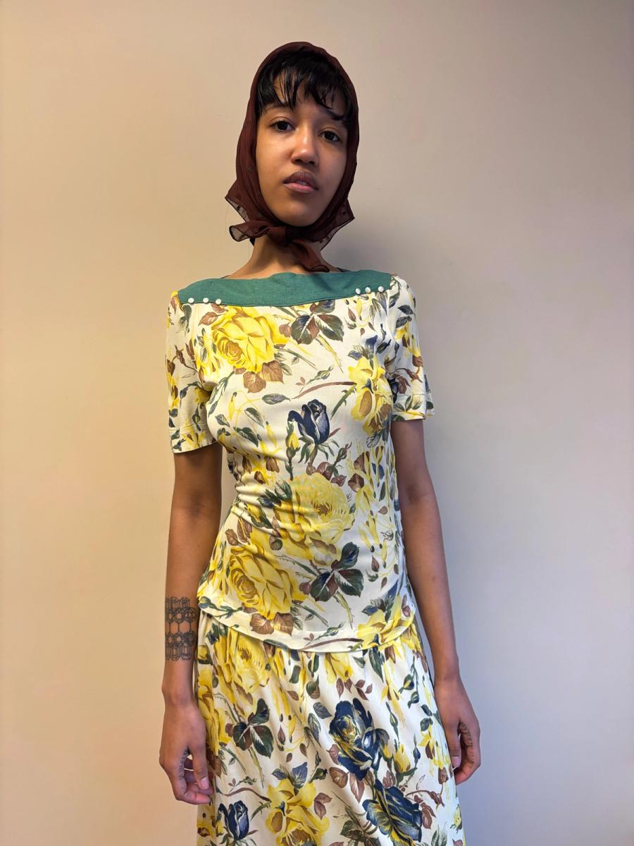 1940s Floral Print Drop Waist Dress product image