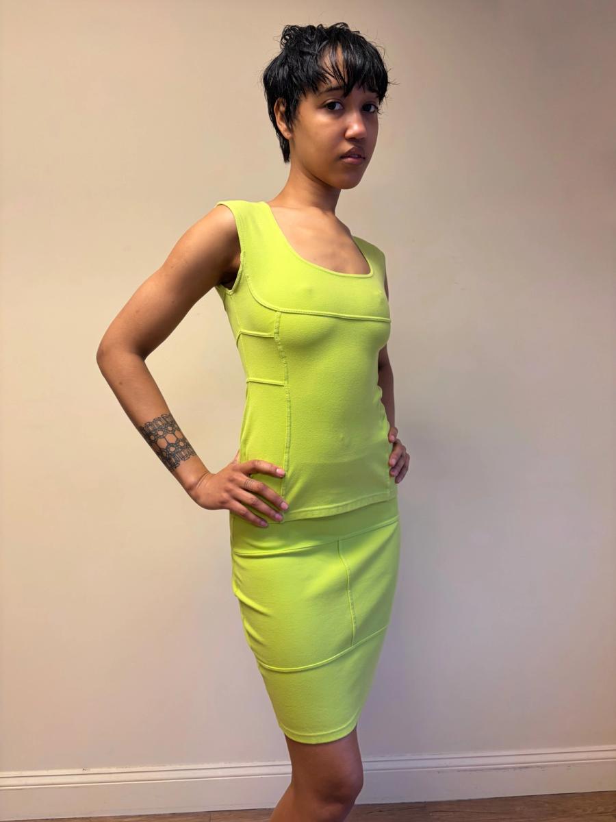 80s Claude Montana Lime Green Seamed Set product image