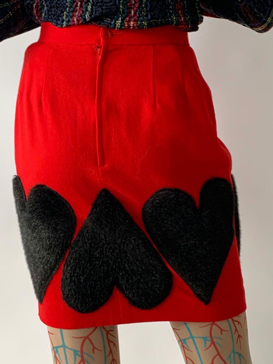 80s Atsuki Onishi Fur Heart Pencil Skirt product image