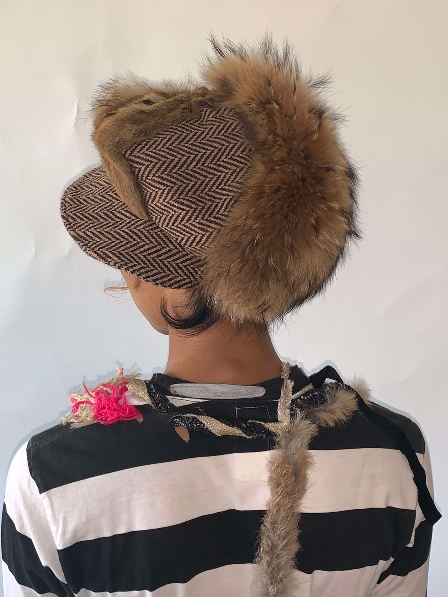 20471120 Fur Patchwork Newsboy Cap product image