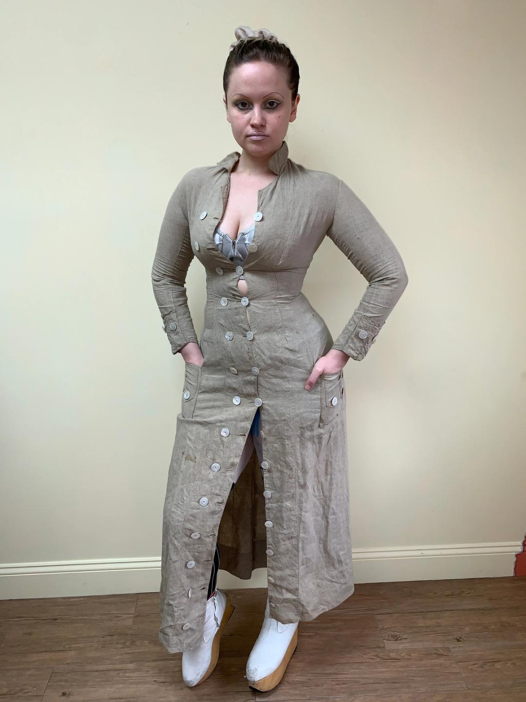 1870s Linen Traveling Duster Dress 1870s Linen Traveling Duster Dress