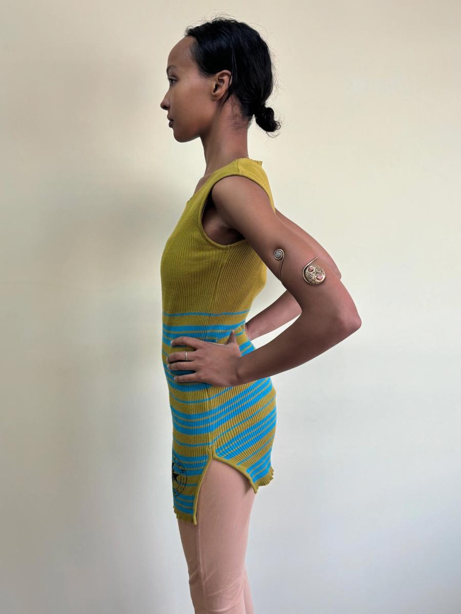 80s Junior Gaultier Knit Striped Dress product image