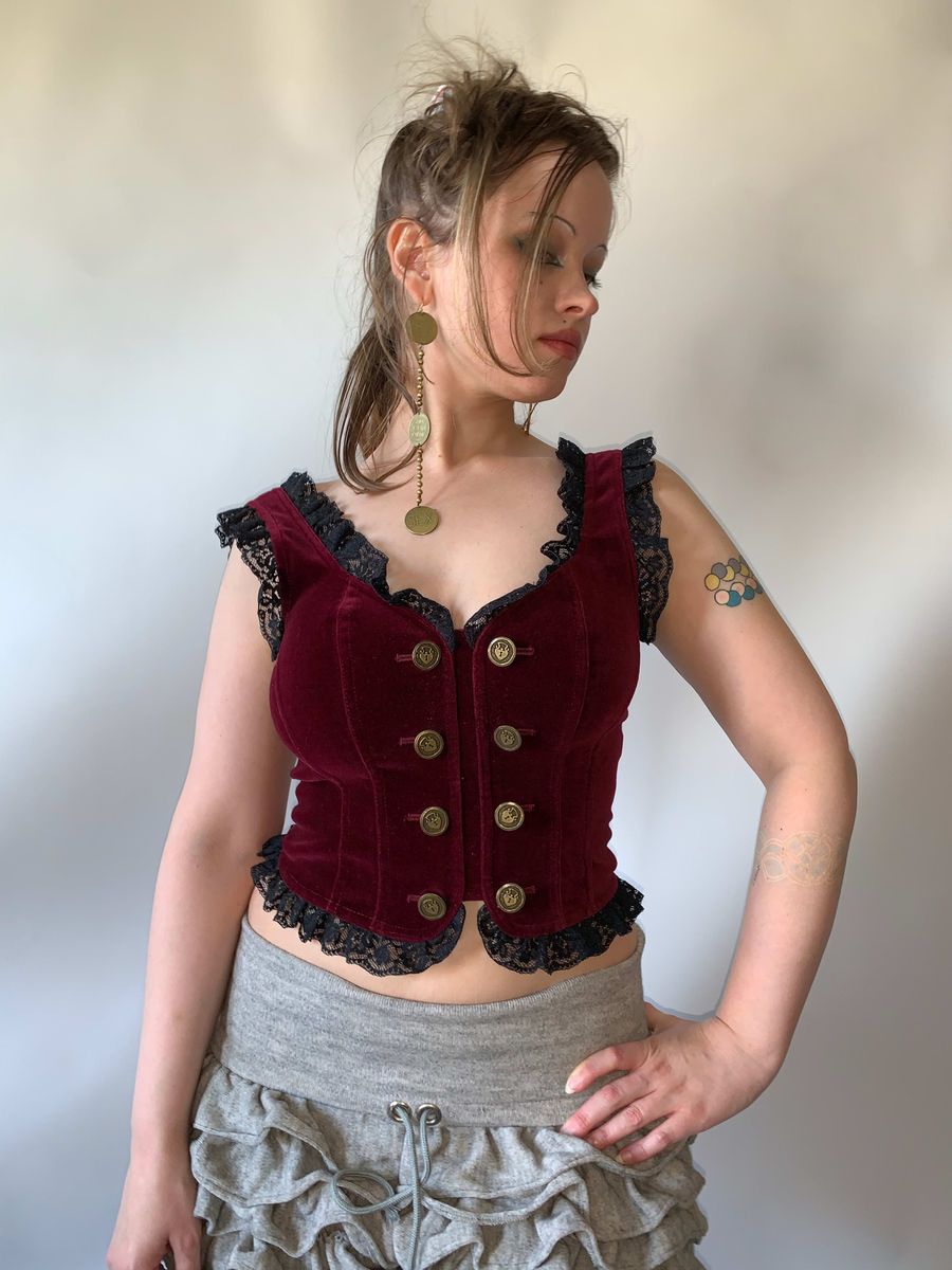 Chantal Thomass Red Velvet Bustier product image