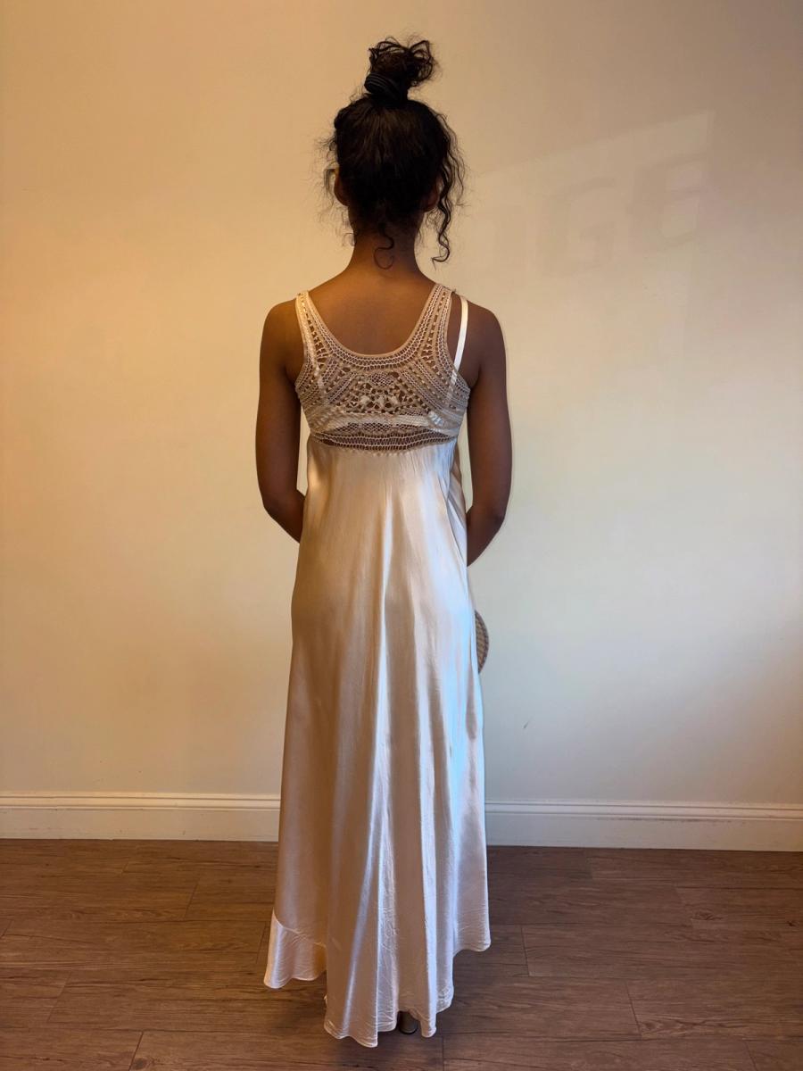 30s or 40s Unusual Tape Lace Empire Gown product image