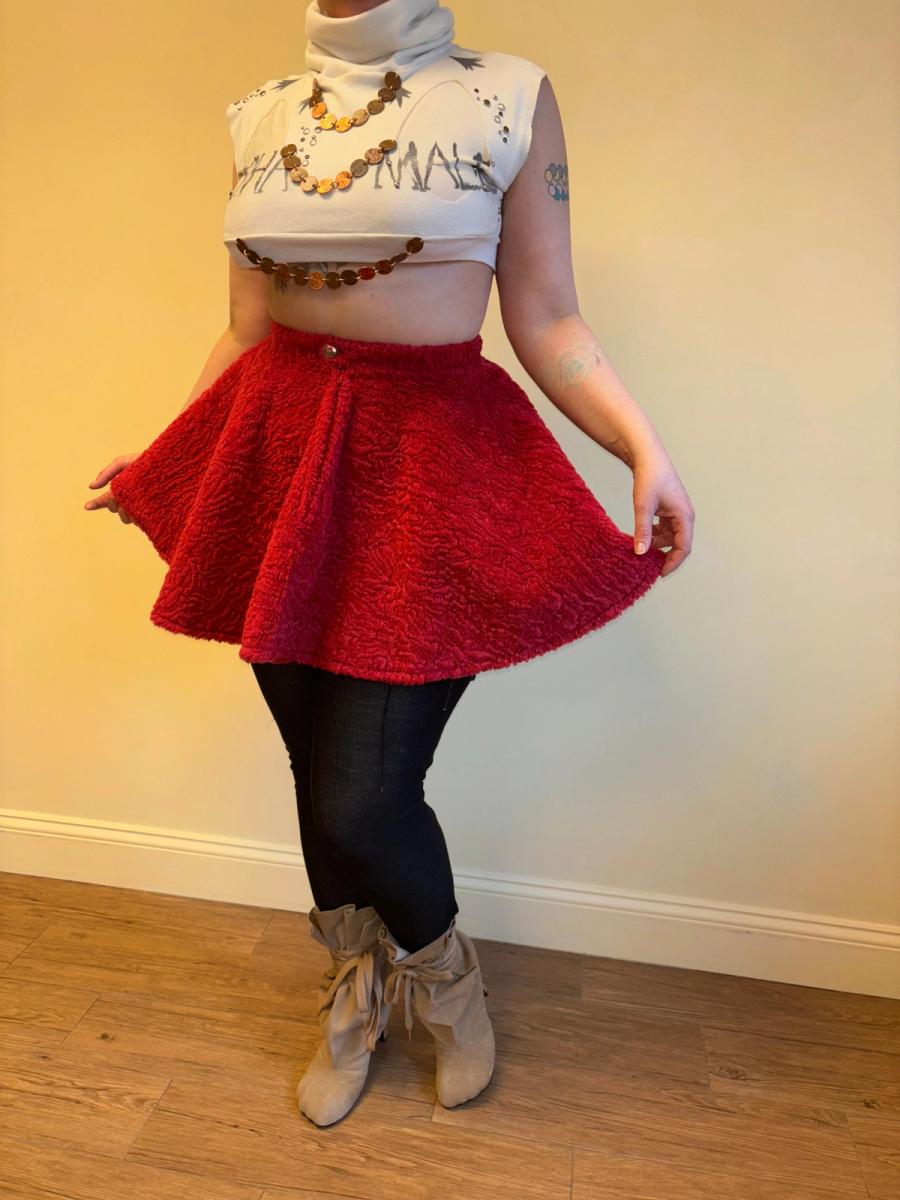 Vintage Chantal Thomass Red Faux Fur Skirt product image