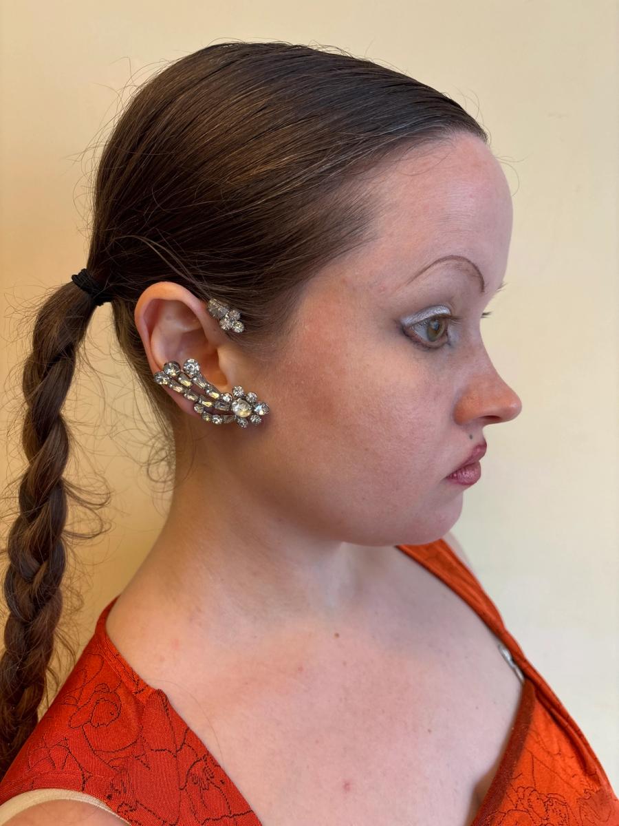40s or 50s Rhinestone Ear Cuffs product image