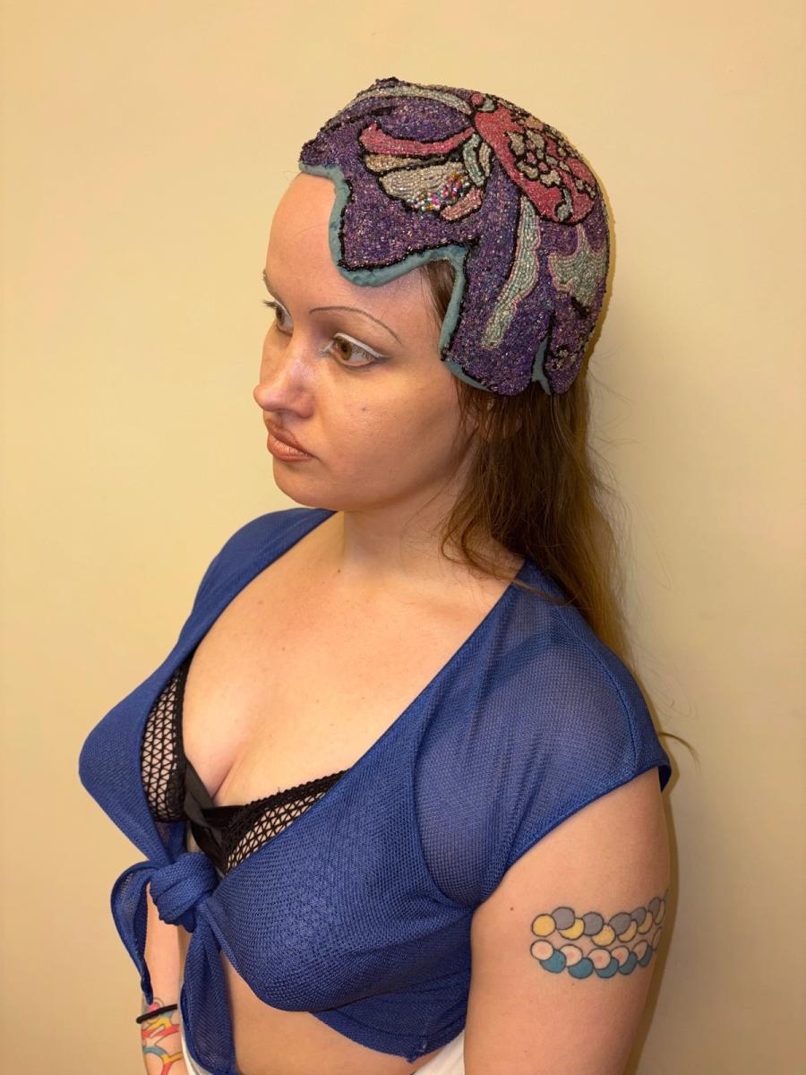 1920s Beaded Casque Helmet Hat product image