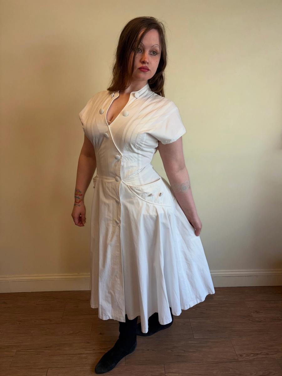 1980s Claude Petin Sweeping Fit & Flare Dress product image