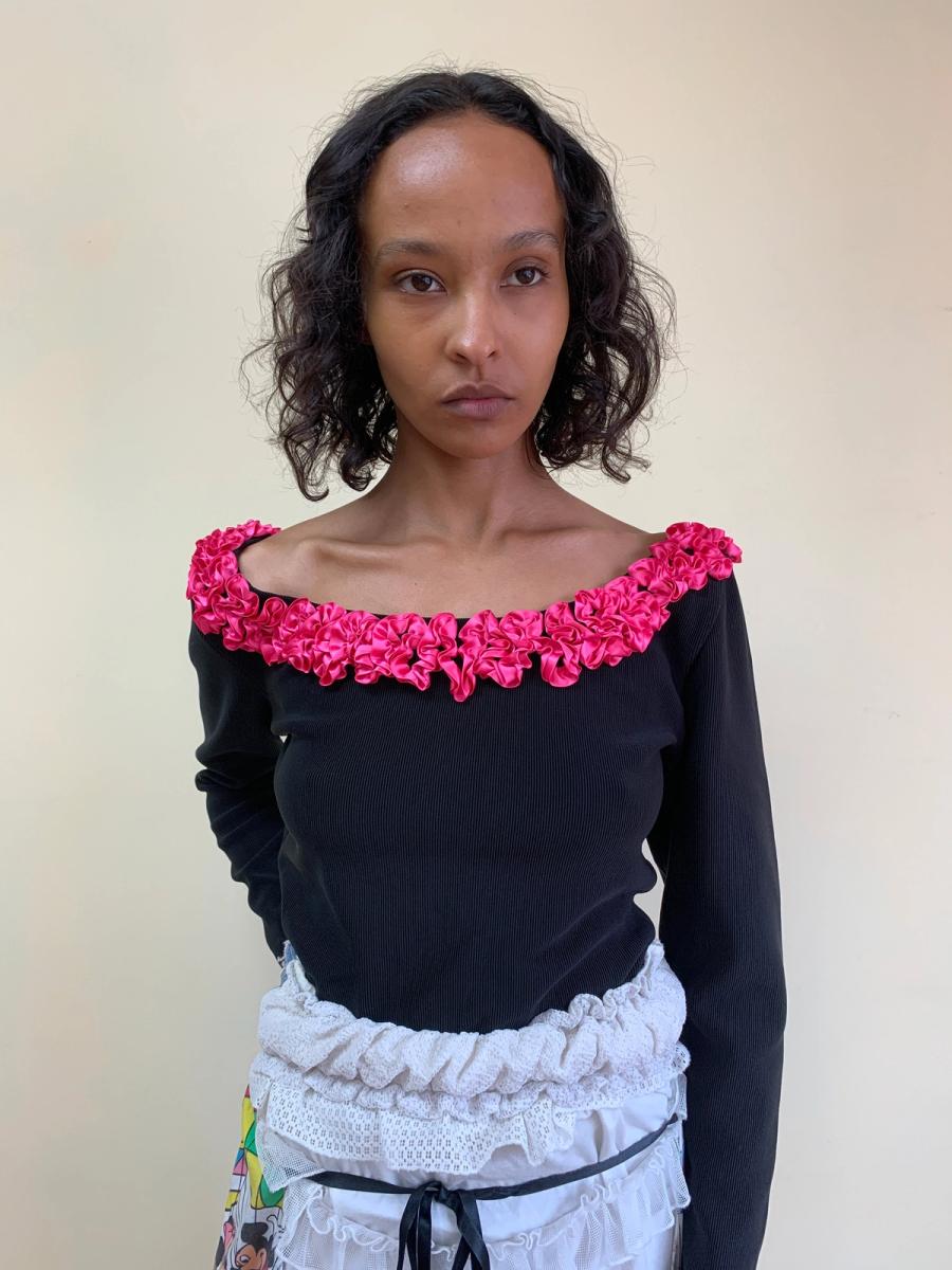 80s Chantal Thomass Pink Ruffle Top product image