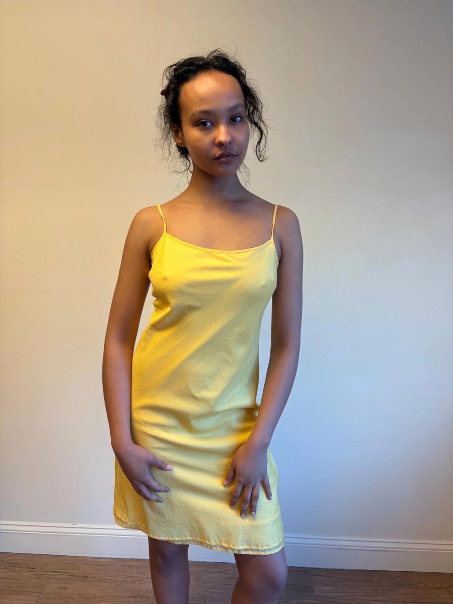 Vintage Norma Kamali Yellow Voile Bias Slip product image