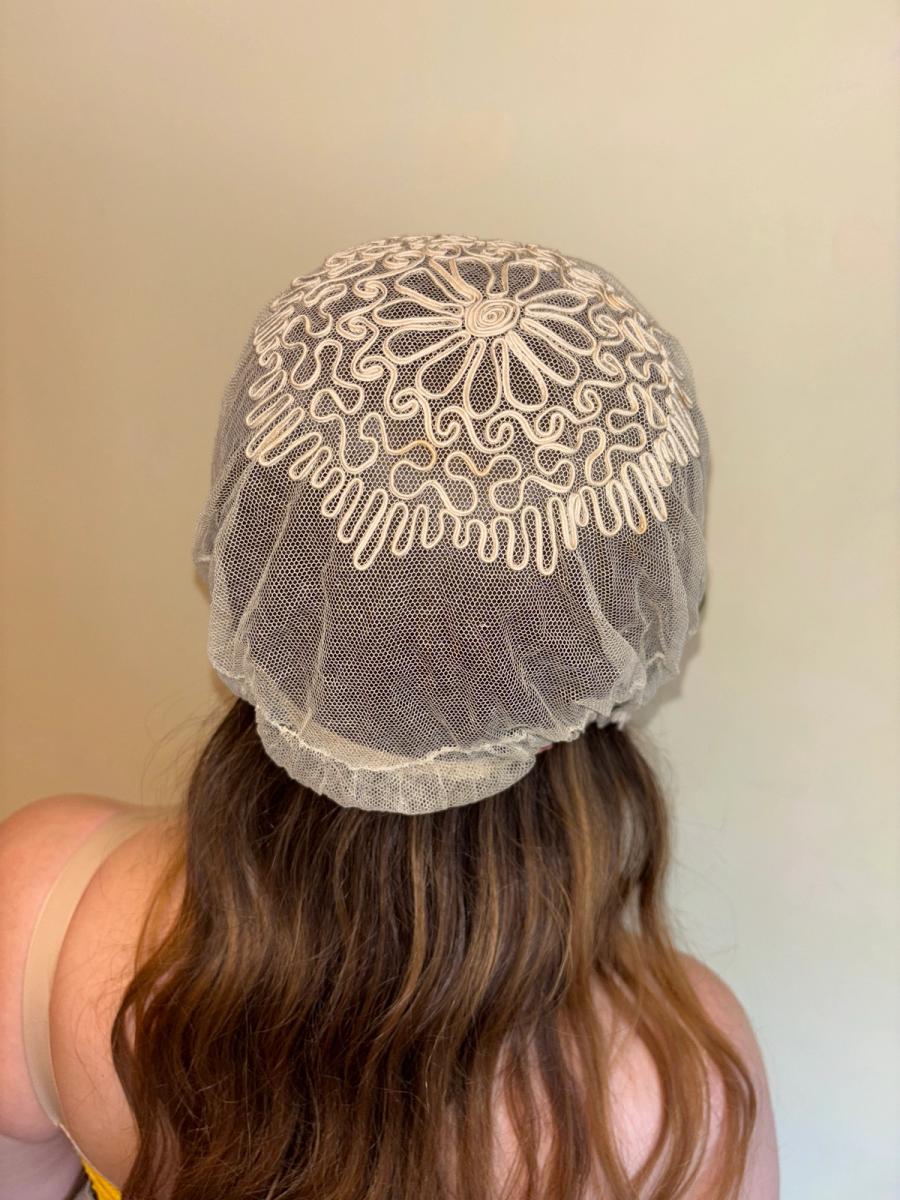1920s French Bonnet with Yellow Ribbon product image