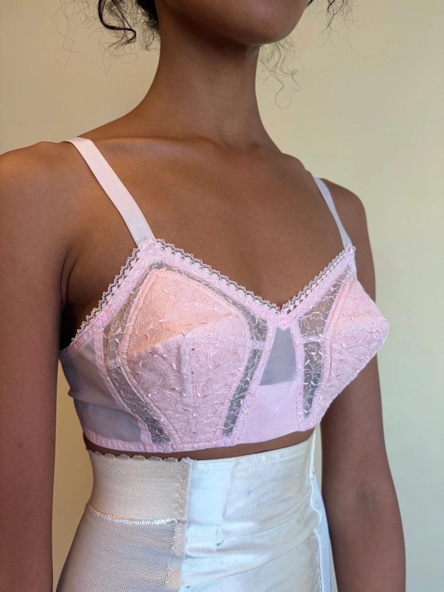 50s Pink Lace Cutout Bra product image
