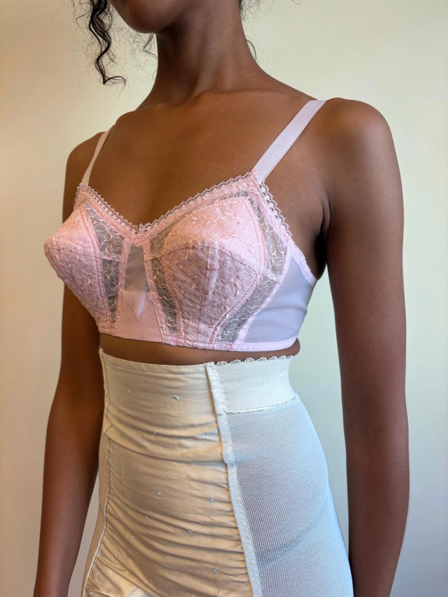 50s Pink Lace Cutout Bra product image