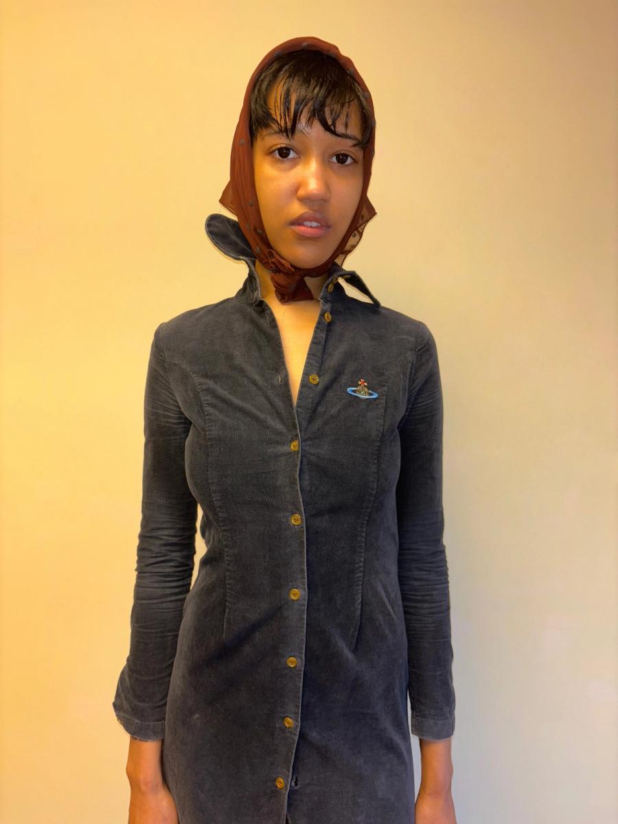 90s Vivienne Westwood Black Corduroy Orb Dress product image