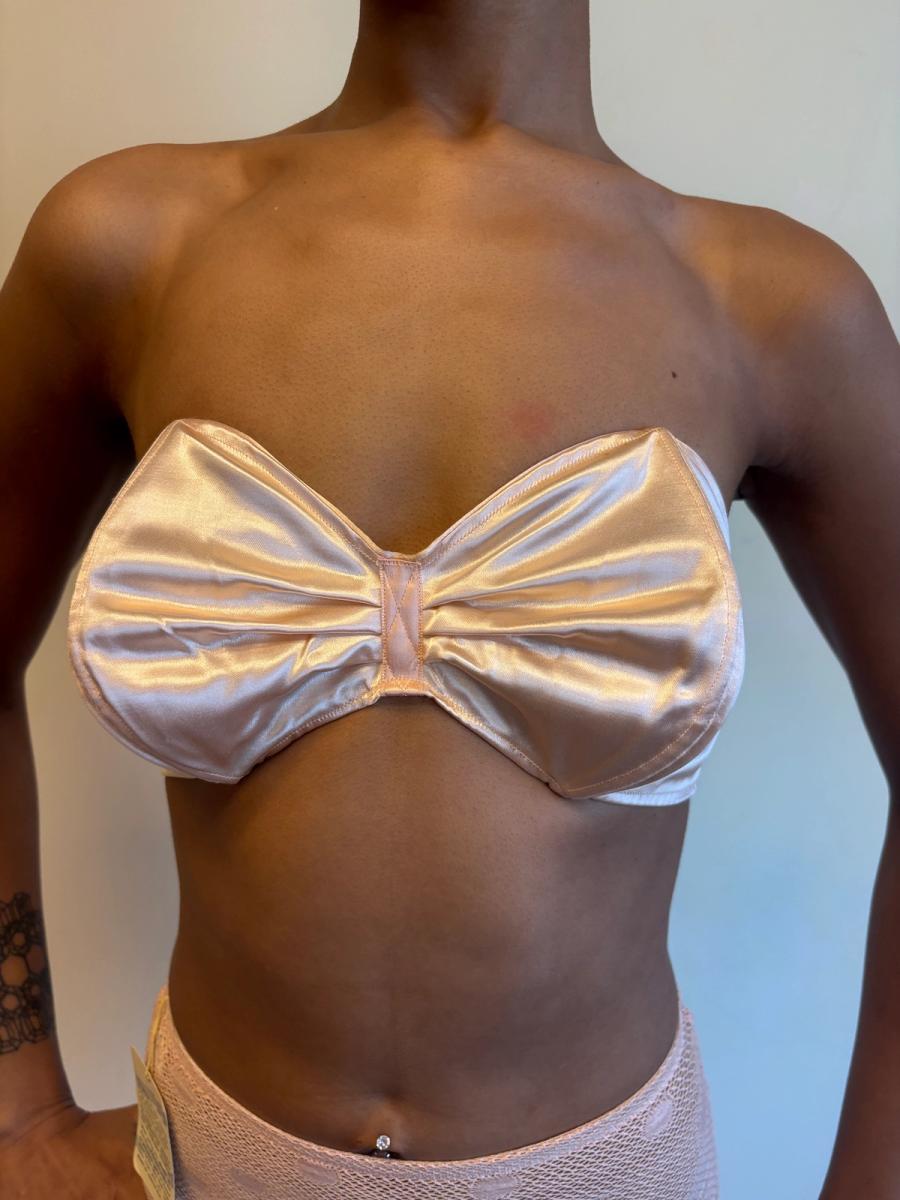 40s French Pink Satin Bra product image