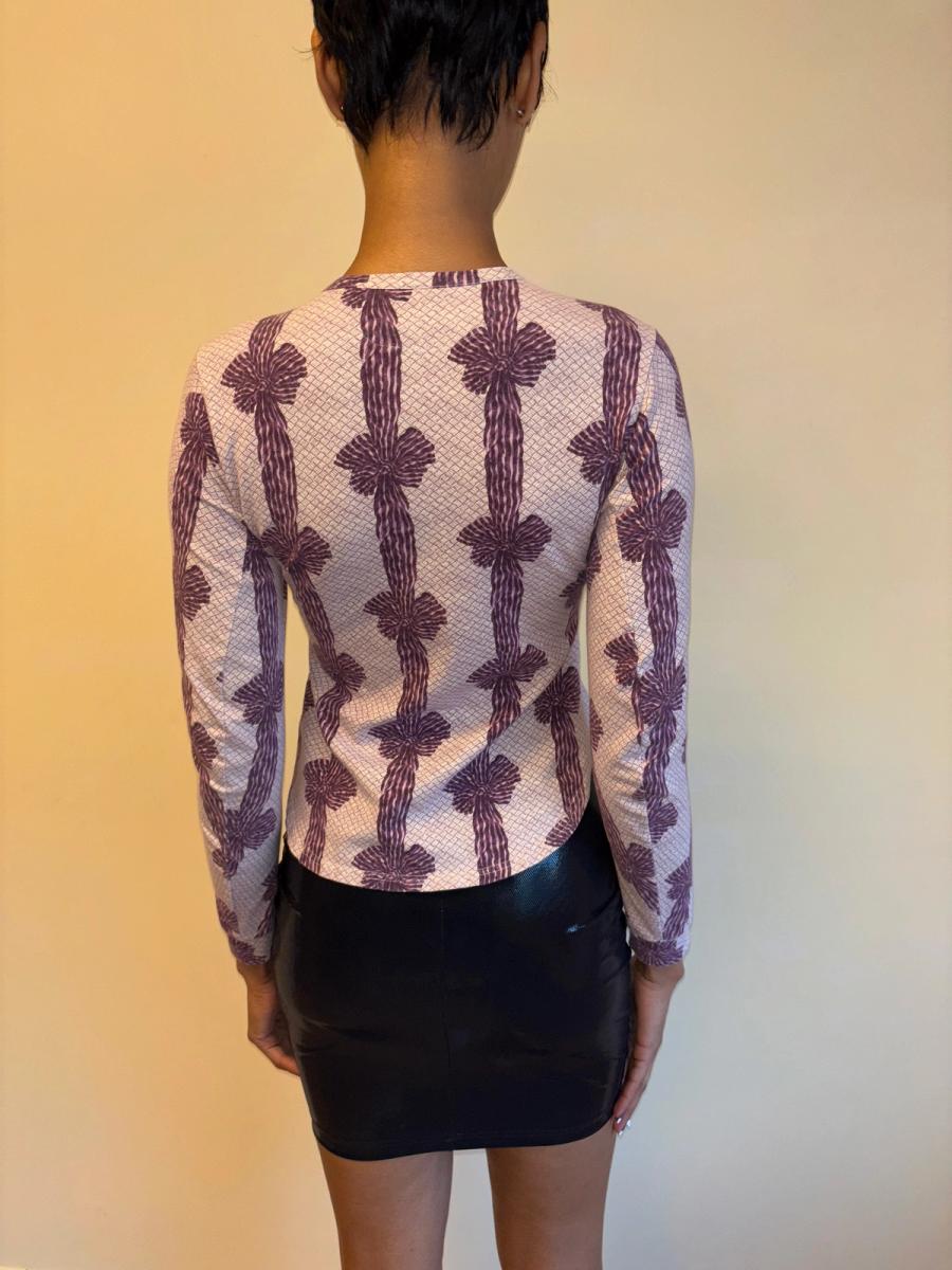 90s Vivienne Westwood Purple Ribbon Print Top product image