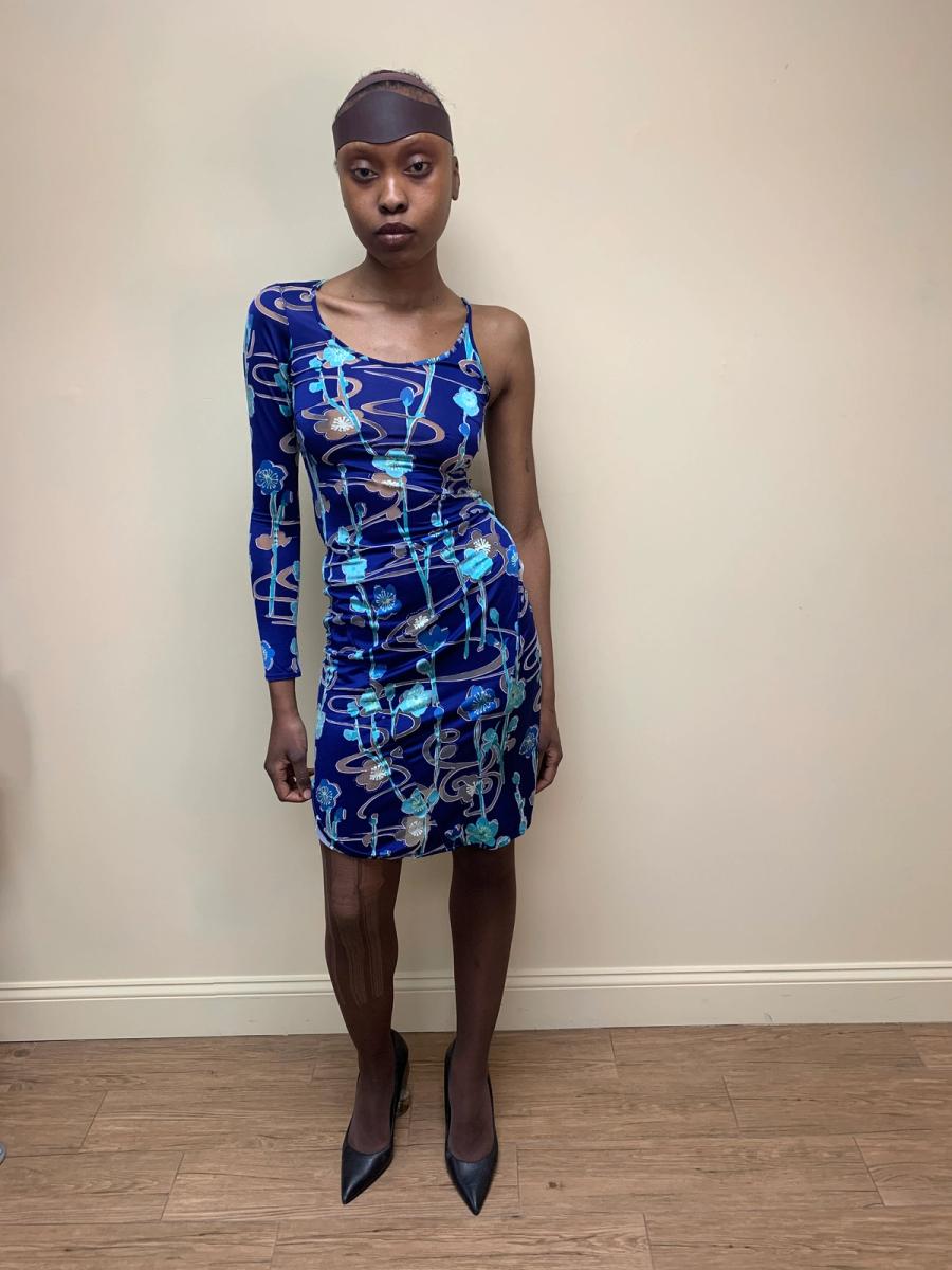 90s Jean Colonna Asymmetrical Burnout Dress product image