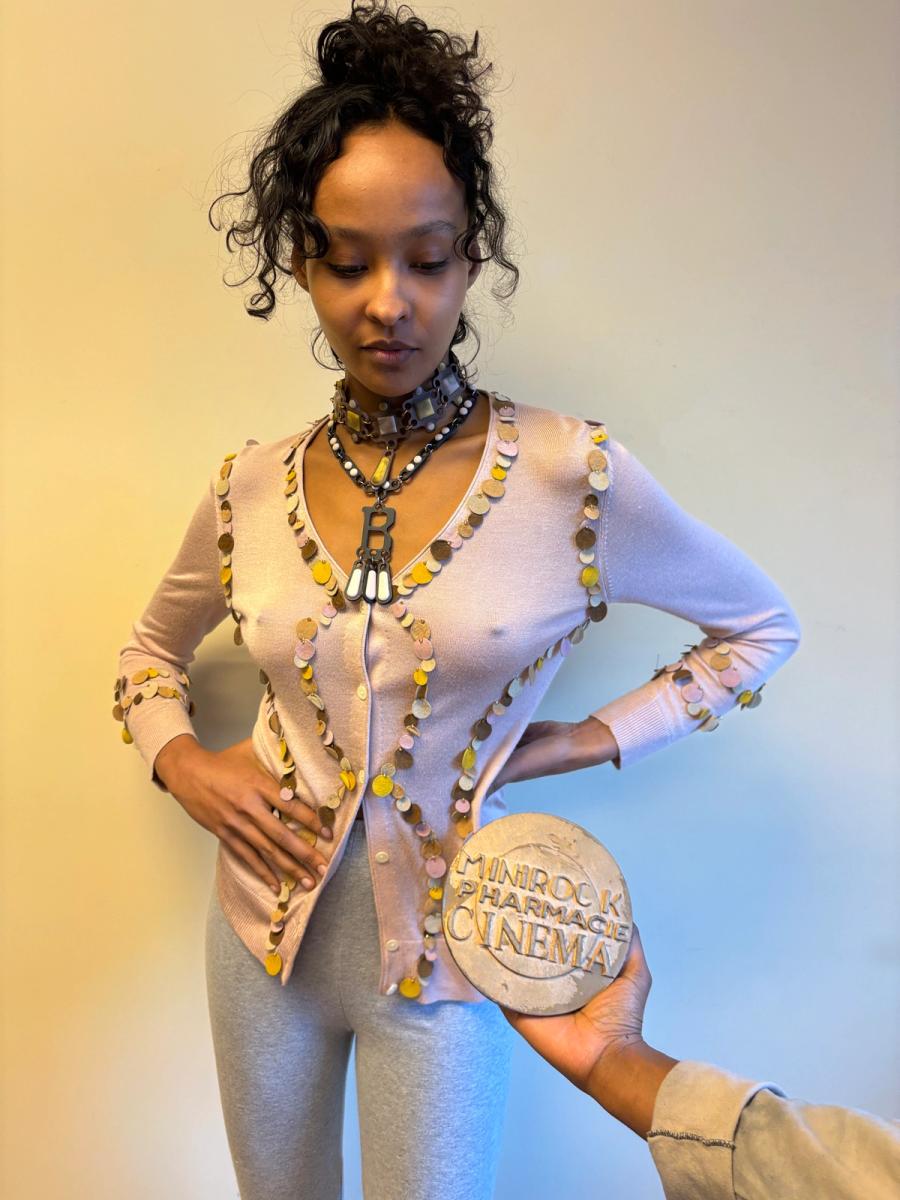 Kyoichi Fujita Silk Cardigan with Suede Pailletes product image