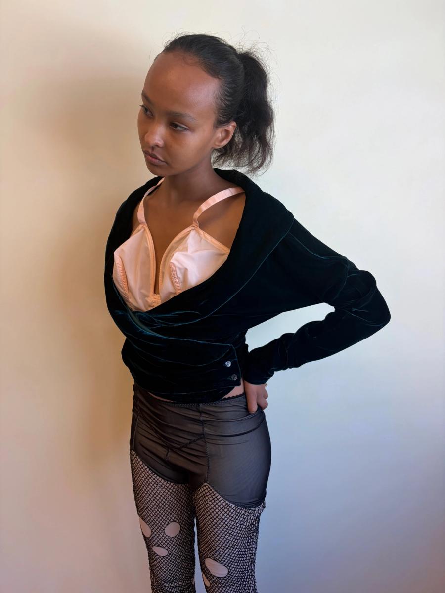 90s Katharine Hamnett Green Velvet Blouse product image