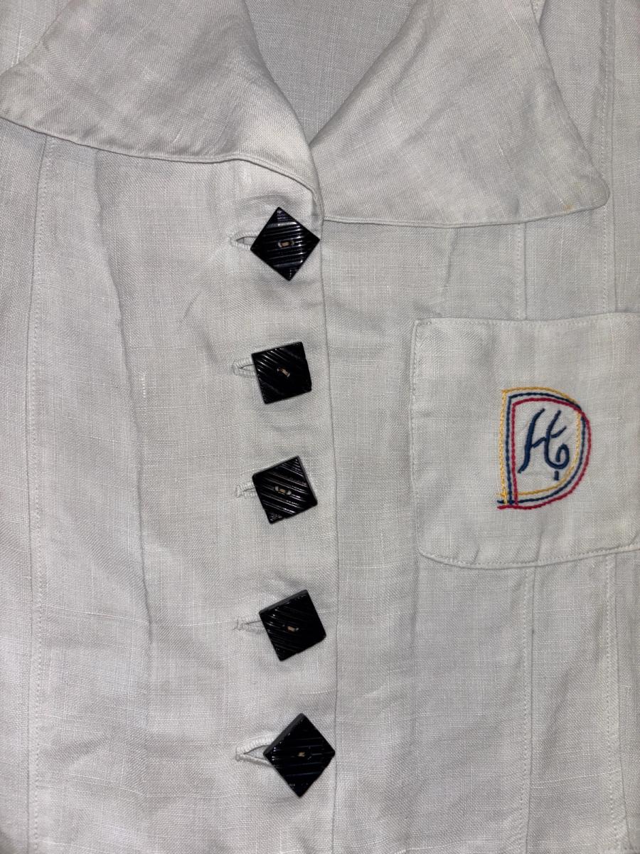 1940 French "Restriction Era" Linen Monogram Dress product image