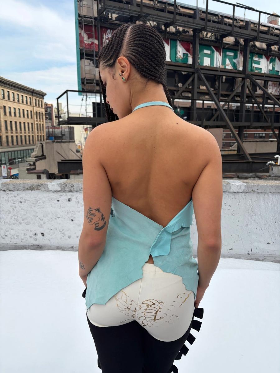 NANA Studded Turquoise Suede Halter product image