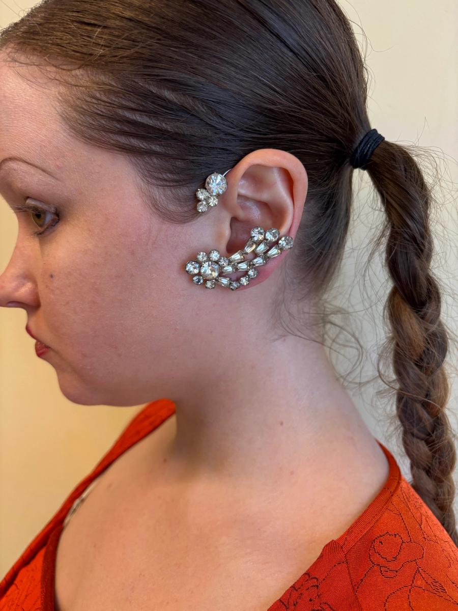 40s or 50s Rhinestone Ear Cuffs product image