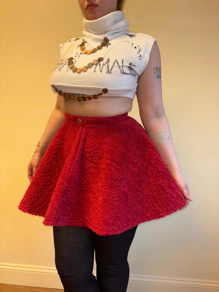 Vintage Chantal Thomass Red Faux Fur Skirt product image