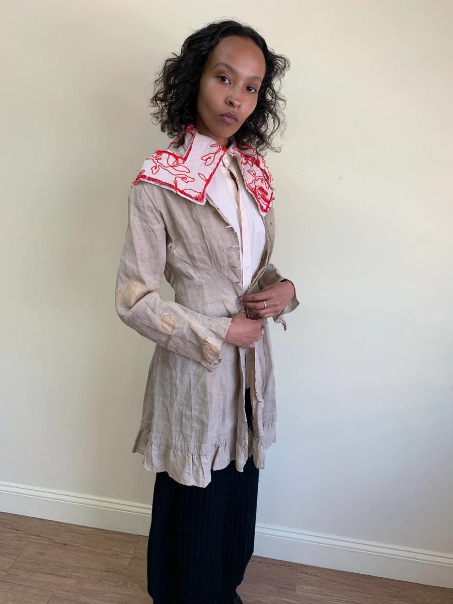 1880s Linen Jacket with Repairs product image