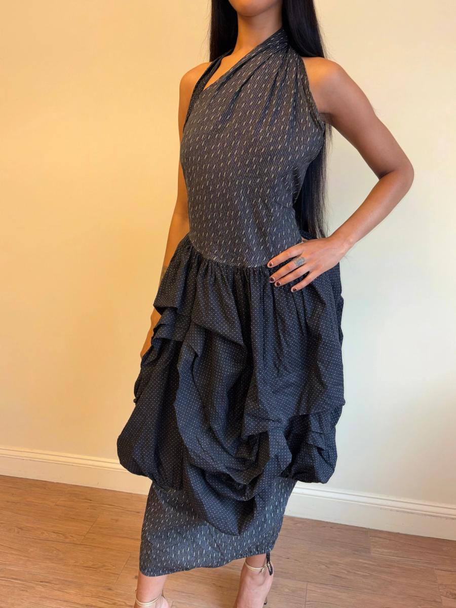80s Popy Moreni Asymmetrical Ruched Dress product image