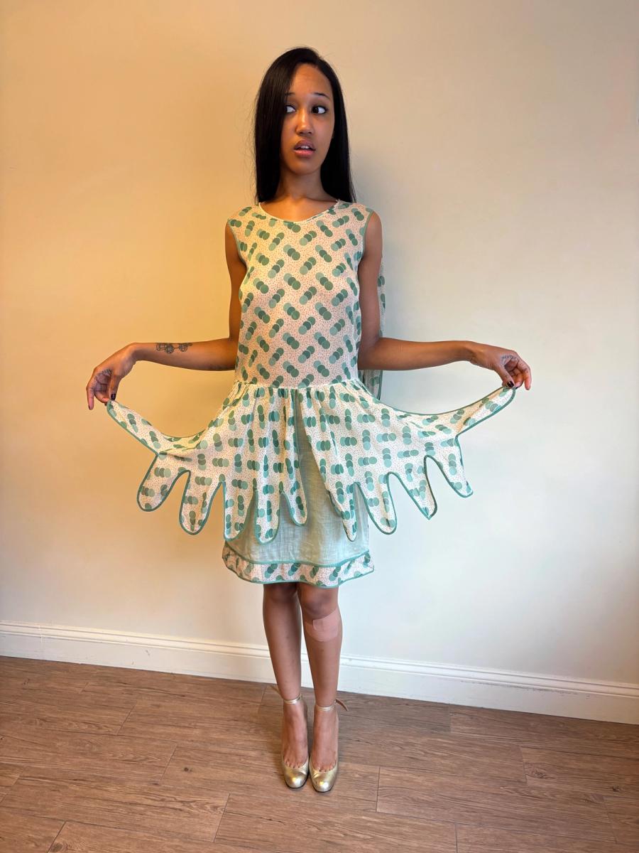 1920s Green Polka Dot Voile Day Dress product image