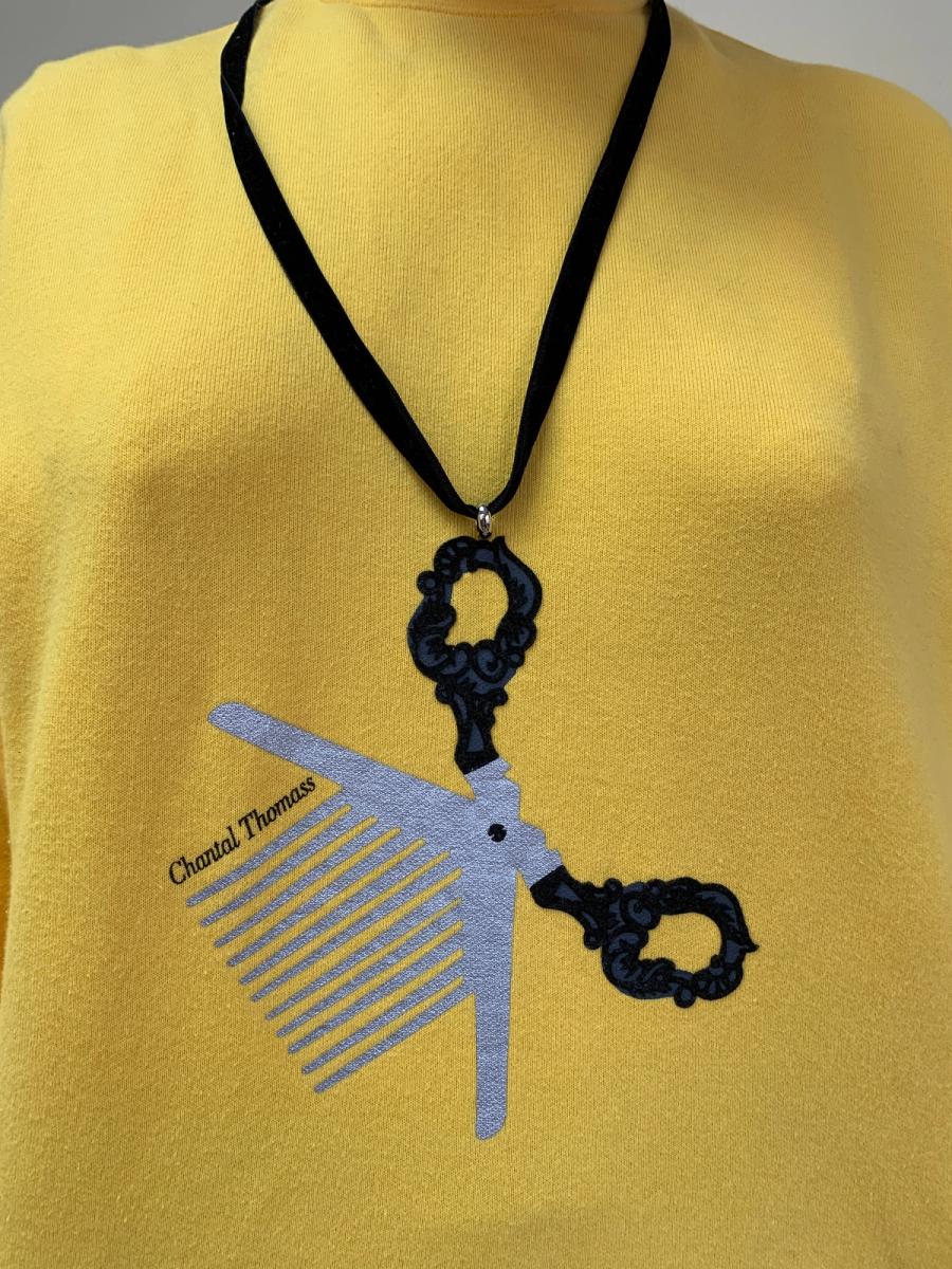 1980s Chantal Thomass Tromp L'oeil Flocked Scissor Top product image