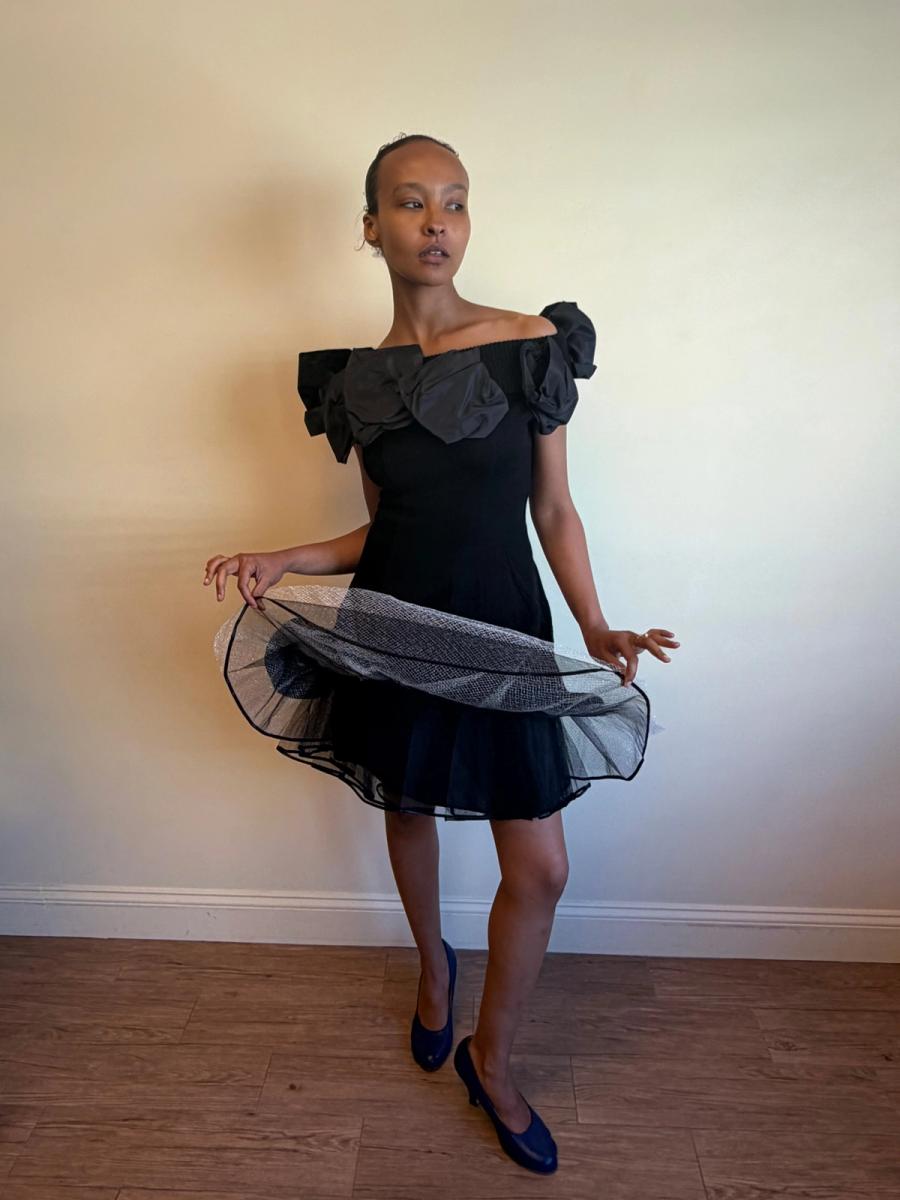 80s Atsuki Onishi Knit Dress with Crinoline and Brooches product image