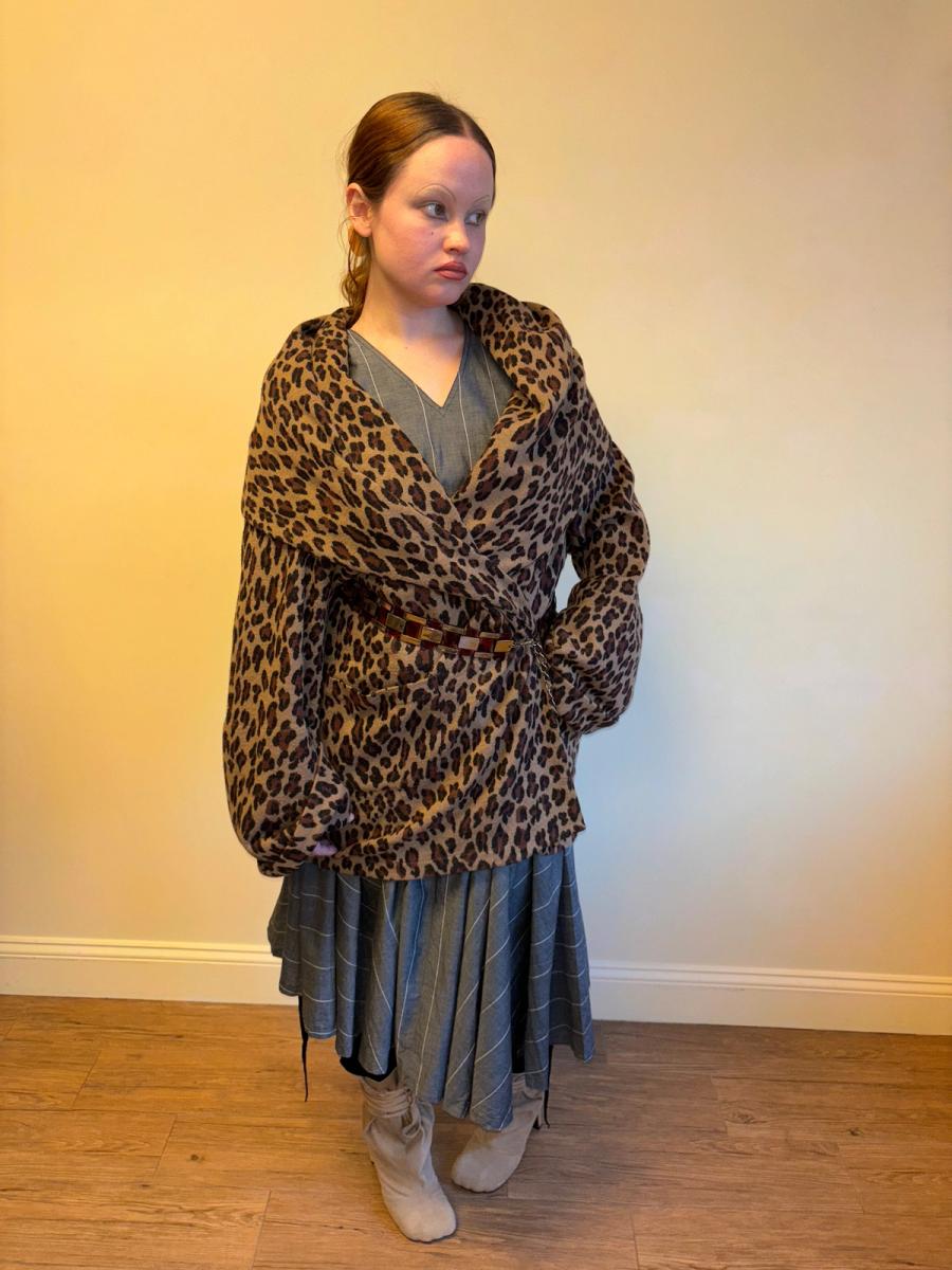 80s Norma Kamali Leopard Sweater with Hood product image